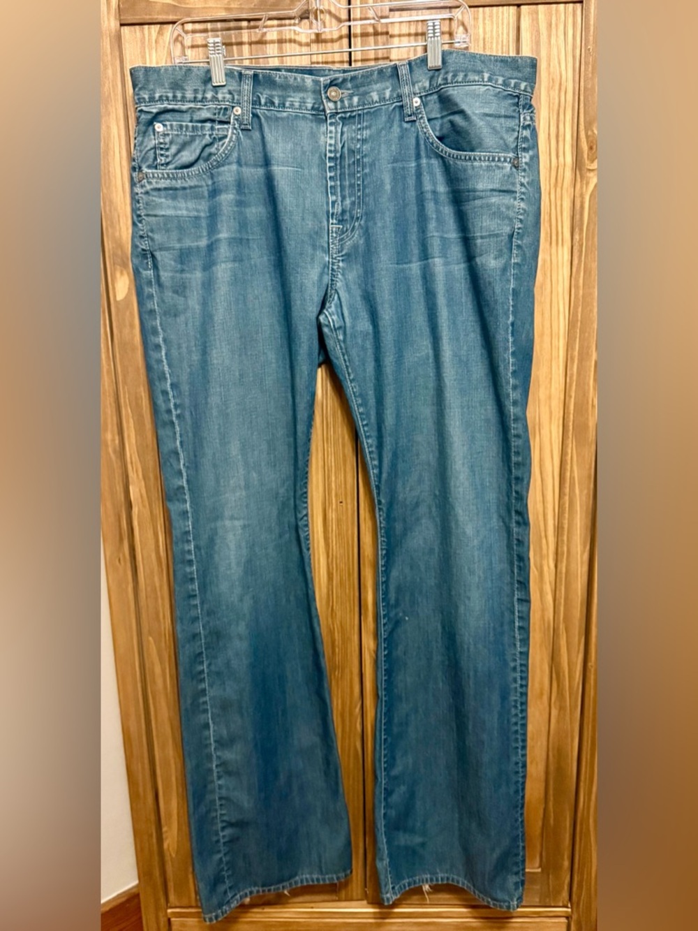 7 For All Mankind Brett Jeans Men’s 36 Bootcut Stretch Denim Light Wash Premium - Picture 2 of 6